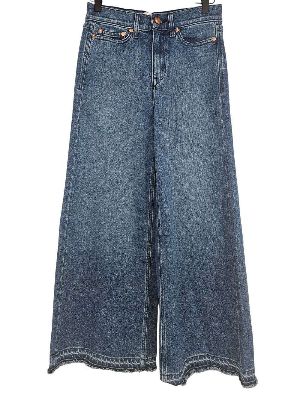AYR Dark Wash The Must Wide Leg Raw Hem Denim Jeans
